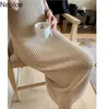 Neploe Knitted Women Sweater Dresses Spring Summer 2021 Solid V Neck Sleeveless Vestidos Sexy Slim Fit Female Dress 80656 Y0823