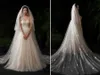 Two Layers Bling Bridal Veils Blusher Sparkly White Champagne Long Cathedral Sequined Wedding Face-Covered Veil With Comb X0726