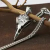 Hanger kettingen Vintage Odin Crow Skull ketting voor herenketting Punk Viking roestvrijstalen kompas mode sieraden