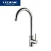 LEDEME Grifo de cocina clásico Acero inoxidable Proceso cepillado Grifo de lavabo giratorio Rotación de 360 grados Grifo de acero inoxidable 210719