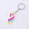 16 stijlen Cartoon Unicorn Sleutelhanger PVC Zachte Rubber Doll Hanger Sleutelhangers Rainbow Paard Handwerk Accessoires Hanger Sleutelhanger