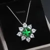 Fashion Mosang Diamond Micro-ingelegde zirkonium Zonnebloem Pendant Simple Green Square Diamond ketting Vrouw rechtstreeks