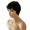 Kort mänskligt hår Parykar Straight Brazilianhair Full Machine Maked Lace Front Wig Pixie Cut Wig Humanhair Pre Plocked