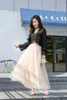 3 Layers Princess Tulle Skirts Summer Vintage Womens Elastic High Waist Mesh Long Pleated Tutu Female 210428