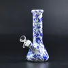8" Porcelain Style Glass Bong Hookah Tobacco Water Pipe Mini Beaker Bongs Ice Catcher Dab Oil Rigs Bubbler Recycler Pipes 14mm Bowl Downstem