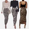 Leopard Print High Waist Women Bodycon Skirt Split Stretch Slim Sexy Tight Pencil Skirts Female Party Night Club Summer 210518