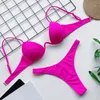 Bikini Summer Bandage Bandage Maillot de bain Femmes Push Up Maillots de bain Soutien-gorge rembourré Set Solid Beach Wear Porter Suivre Brésilienne Biquini 210621