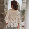 Summer Hollow Out White Lace Shirt Women Hook Floral Top Female Lady's Short Sleeve Blouse Sunscreen Shirt Blusas 14457 210527
