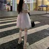 Neploe White Gauze Dress Women Lolita Puff Sleeve Kawaii Gullig Hög midja Klänningar Mode Koreanska Streetwear Slim Vestidos 210422