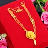 Link Chain Ladies Fashion Bracelet 24k kleur koperen vergulde Vietnam Sand Rose Dames bruiloft sieraden Trum22