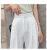 Summer OL Style White Women Pants Chic Wide Leg Pant High Waist Elegant Work Trousers Female Casual pantalon femme 210915