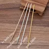 50 stks 125mm * 3mm vintage metalen haar stick basis instelling 4 kleuren plated haarspelden DIY accessoires voor sieraden maken 211019