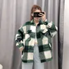 Casacos xadrez vermelhos outono e jaquetas Mulheres Streetwear Fashion Manga Longa Escritório Oversized Outerwear 210521