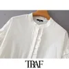 TRAF mulheres chique moda babados solto mini vestido vintage o pescoço manga curta vestidos femininos vestidos mujer 210415