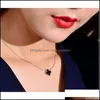 Pendant Necklaces & Pendants Jewelry Temperament Female 18K Clover Necklace Champagne Color Gold Tanabata Valentines Day Gift Clavicle Chain