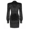 AutumnFashion Veludo Vestido Preto Sexy Lanterna Manga Longa Bodycon Club Celebrity Party Party Vestidos 210527