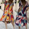 ZANZEA Stylish Print Women Dress 2021 Summer Cotton Linen Midi Vestidos Casual High Low Long Sundress Ladies Robe Y1006
