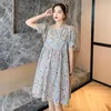 Maternity Dresses YourSeason Summer Women Elegant 2021 Short Sleeve Loose Casual O-neck Flower Printed Pregnancy Dress Korean