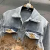 Casual Denim Coats Dla Kobiet Lapel Hit Kolor Kieszenie Pojedyncze Kurtki Kruche Kobiet Odzież Lato Moda 210524