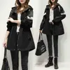 Mulheres Streetwear Casual Trench Coat Primavera Outono Moda Coreano Oversize Com Capuz Longo Casacos Mulher Patchwork Plus Size Jacket 210525