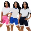 Nieuwe Plus size S-Dames trainingspakken zomerkleding joggerpakken korte mouw outfits trui T-shirts + korte broek tweedelige set casual letter sportkleding 4756