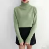 Surmiitro kasjmier gebreide trui vrouwen herfst winter koreaanse turtleneck lange mouw pullover vrouwelijke jumper groen knitwear 210914