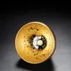 Tazza di ceramica Tazza da tè Bicchieri 24K Oro fatto a mano Jianzhan Regalo Stile cinese Artigianato del tè Forno Grande ciotola di ceramica Tazze Piattini