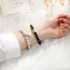 Lien, Chaîne 2pcs / set Aimant Bracelets Couple Vintage Correspondant Braslet Pierre Distance Jumelé Braclet Amoureux Bijoux Saint Valentin Présent