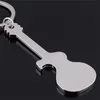 10 Stuks/partij Nieuwe Mode Gitaar Sleutelhanger Metalen Sleutelhanger Leuke Muzikale Auto Sleutelhanger Zilver Kleur Hanger Voor Man vrouwen Party Gift