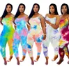 Women Jumpsuits Tie Dyed pants Desinger Gradient Vest Summer Plus Size 3XL Rompers Sexy Sleeveless Skinny Bodysuits Casual Leggings