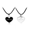 "Je t'aime pour toujours" noir et blanc goutte d'huile amour 1 ensemble collier Couple pendentif vente en gros chaud