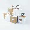 50pcs vuoto carta kraft cuore scatola di caramelle scatole regalo scatola di imballaggio fai da te bomboniere ospiti compleanno natale decorazione di nozze 210402
