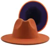 Wide Brim Hats Promotion 2021 Style Child Size Two Tone Wool Felt Fedora Hat Classics Vintage Casual Kids Autumn Caps7975292