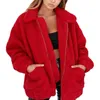 Elegancki Fur Coat Kobiety Jesień Zima Gruba Ciepła Miękka Kurtka Polarowa Kieszonkowa Zipper Płaszcz Niedźwiedź Teddy 3XL 211129