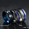 Anneaux de mariage Bague en titane multicolore mode simple 8MM noir argent couleur acier rainure brossé inoxydable hommes femmes bijoux cadeau 2408758