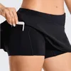 YOGA Womens Quick Dry Athletic Tennis Skirts outfit Volleyball Shorts Mid-Waisted Pleated Skirt Sports Skorts Gym Clothes Women Running with Zipper Double Layer