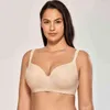 Soutien-gorge T-Shirt grande taille balconnet à couverture complète sans couture bleu rose soufflé 34-44 B C D DD E 211217