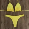 Beachwear 여름 비키니 섹시한 붕대 브라질 탑 끈 팬티 여성 비치 푸시 업 수영복 수영복