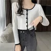 Spring Knitted Cardigan Sets Women Long Sleeve O-neck Knitwear Coat + Basic Sling Vest Korean Short Suits 6F947 210603