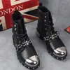 New Flat Boots Spot Rivet 2022 Winter Black Heeled Men's Round Head Adhesive Martin Zapatos Hombre B34 919 953