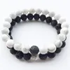 Bärade strängar kopplar hans hennes armband svarta matt agat vit howlite 8mm pärlor krona vänskapsförhållande armband 222