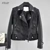 Spring Automne Femmes Courte Faux Cuir Jacket Slim Mode Punk Outwear Moto Jackets Casual Pu Manteau 210430