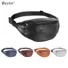 Buylor Fanny Pack Kvinnors Bälte Bag PU PU Läder Midja Bag Hip Bumbag Men Vattentät Bröstpåse Casual Waist Pack för utomhus 210708