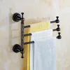 Towel Racks Vintage Brass Wall Mount 3-6 Active Bars Rotate Rail Holder Scarf Clothe Hanger Bathroom Shelf Home Decoration
