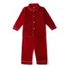 Children Velvet Sleepwear Button Down Sibling Match Boys And Girls Pyjamas Set Red Luxury Christmas Pjs 211026