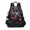 Anti-thief Feather Print Backpack Female Ox Cloth Waterproof Travel Casual Schoolbag Brand Ladies Large Capacity 211025