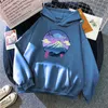 Fuji Steam Wave Print Hoodies Man Kvinnor Casual Harajuku VaporWave Japan Sweatshirt Hooded Höst Fleece Långärmad Streetwear H1227