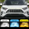 1 زوج محرك السيارة محرك تغطية تغطية تغطية DRL LED مصابيح تشغيل النهار لتويوتا RAV4 2019 2020 2021 انعطاف مصباح إشارة