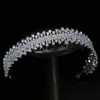 シンプルな立方体ジルコンの結婚式の冠ヘッドバンドクリスタルイブニングヘアバンド花嫁の​​ヘアアクセサリーPROMジュエリーx0625