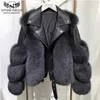 Winter Fashion Women Real Fur Coats With Genuine Sheepskin Leather Whole skin Natural Fur Jacket Luxury Outwear 211112